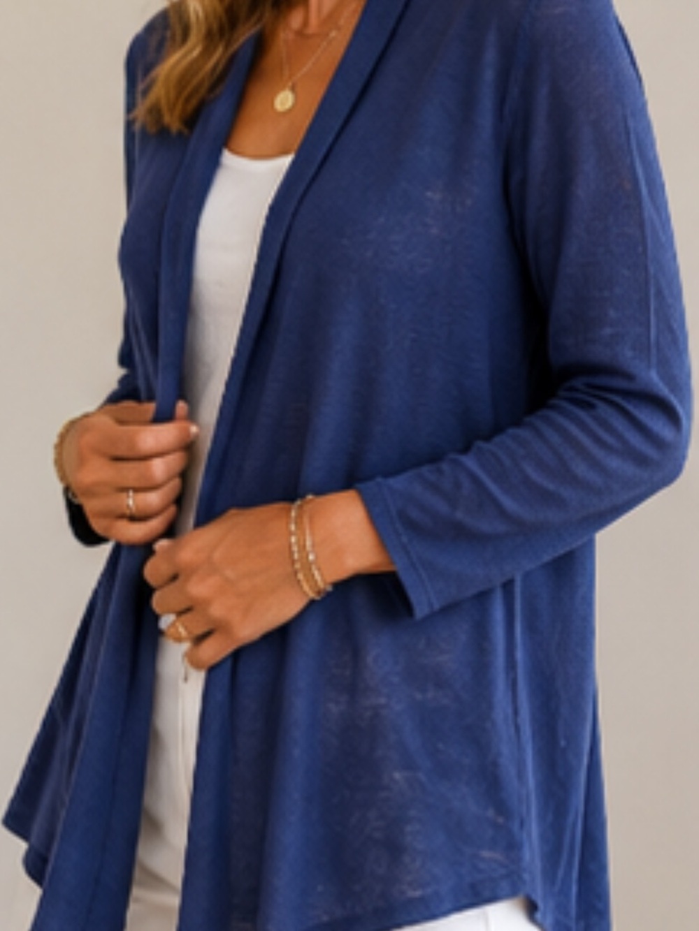 PURE Collection 100% Linen Open Front Cardigan Navy Size 6